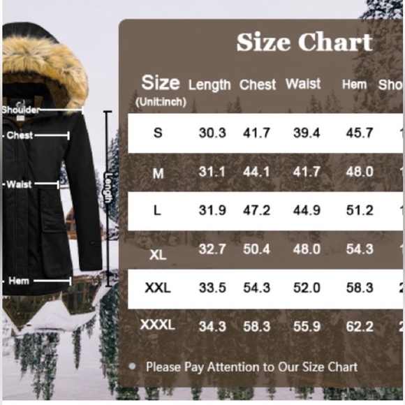 CHERFLY WINTER FLEECE LINED With Faux FUR TRIM HOOD PUFFER COAT JACKET BLACK MED - Picture 8 of 8